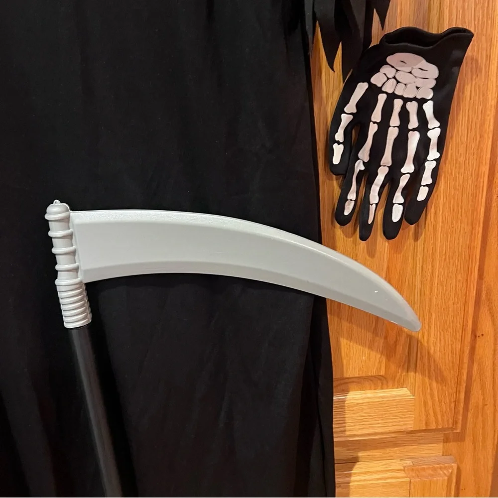 Grim Reaper‎ Halloween Cosplay Party Costume Scythe Kids Boys Girls Size XL